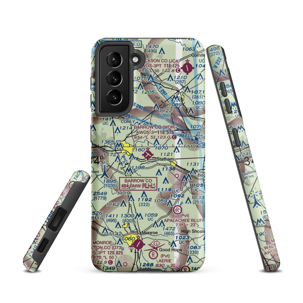 Barrow County Airport (WDR) VFR Sectional Samsung Phone Case Samsung Galaxy S21 model shown