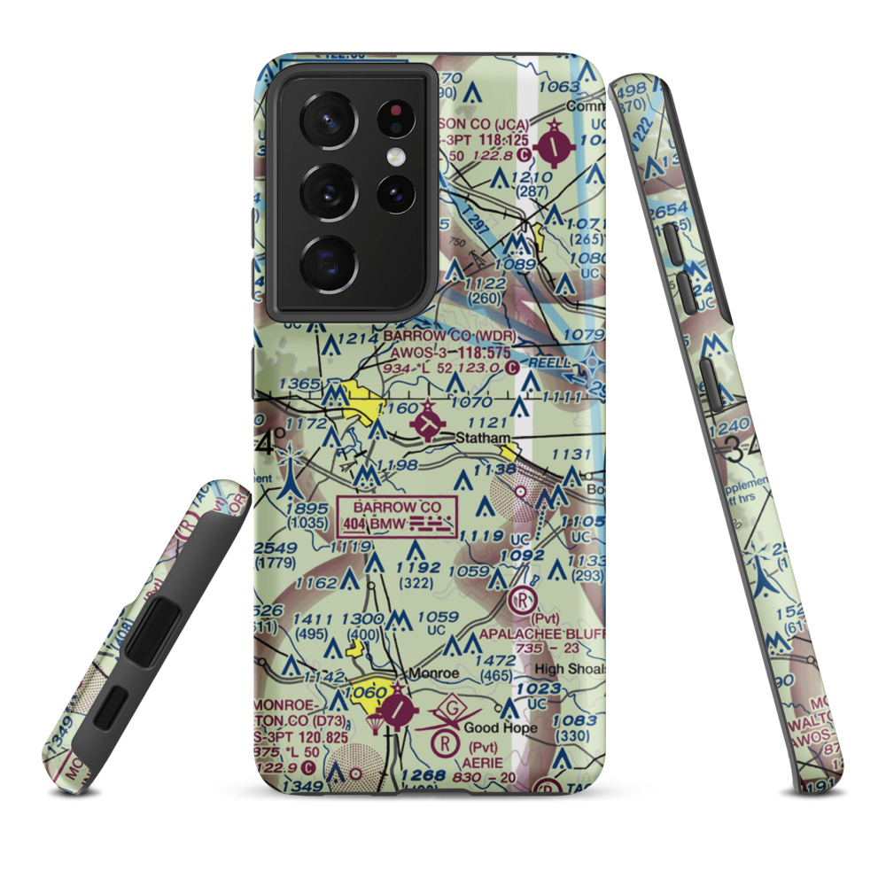 Barrow County Airport (WDR) VFR Sectional Samsung Phone Case Samsung Galaxy S21 Plus model shown