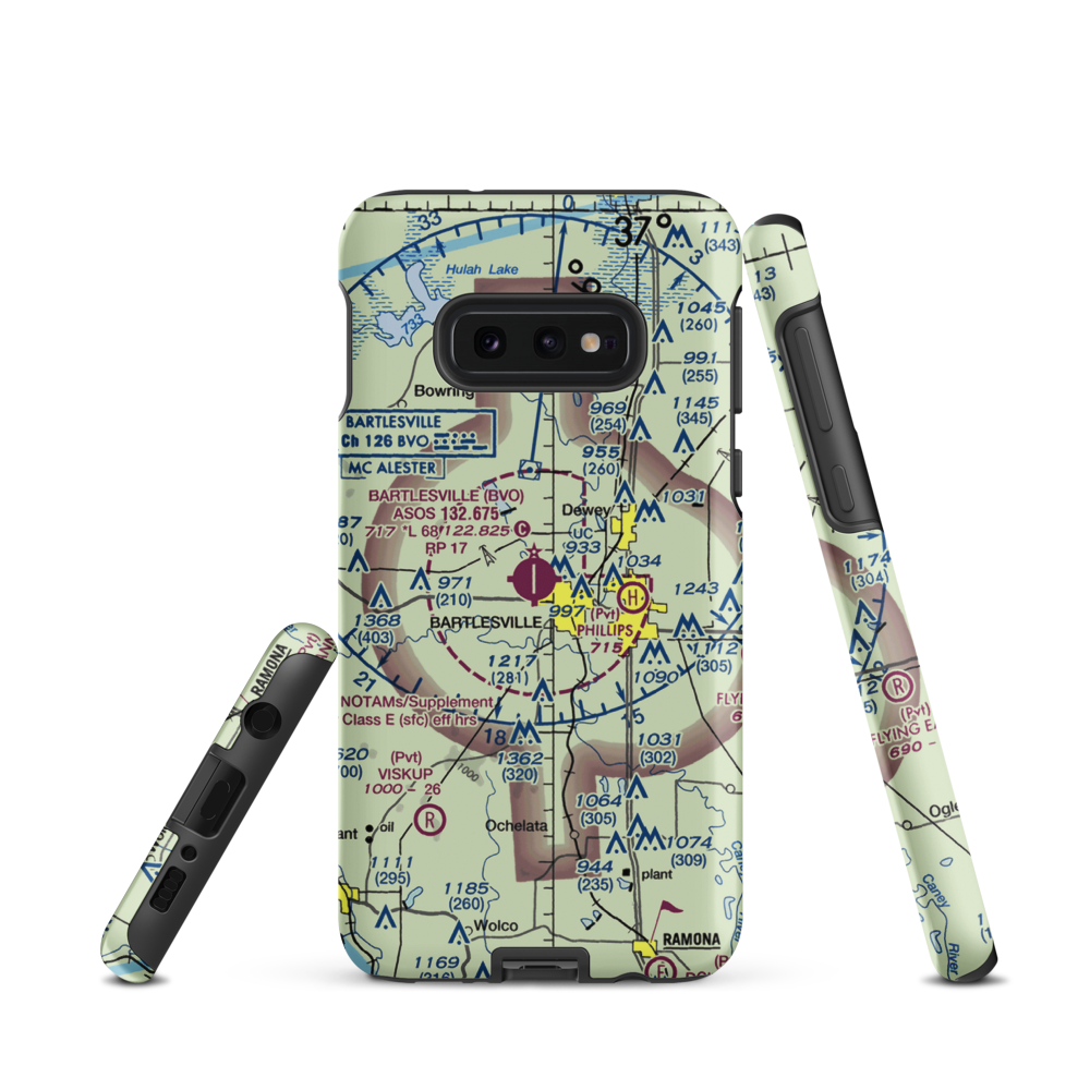 Bartlesville Municipal Airport (BVO) VFR Sectional Samsung Phone Case Samsung Galaxy S10 Plus model shown