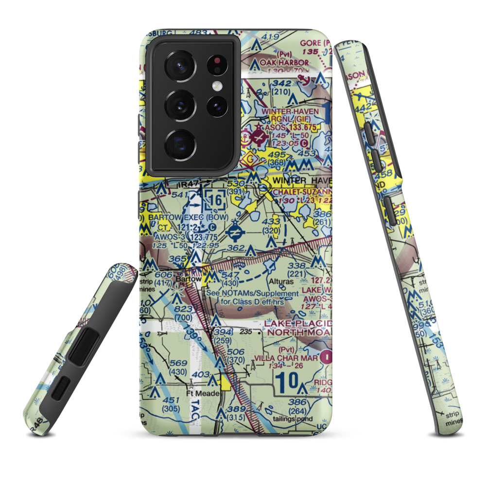 Bartow Executive Airport (BOW) VFR Sectional Samsung Phone Case Samsung Galaxy S21 Plus model shown