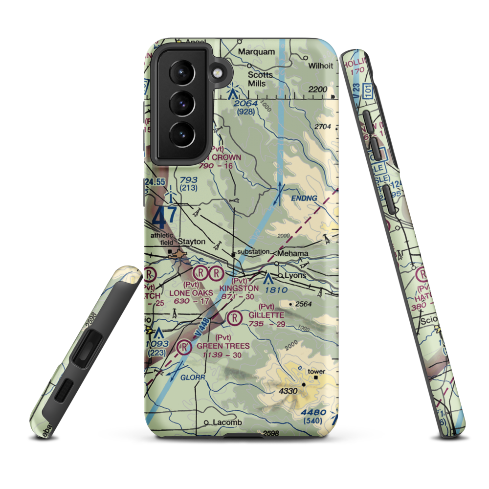 Basl Hill Farms Airport (7OR2) VFR Sectional Samsung Phone Case Samsung Galaxy S21 Plus model shown