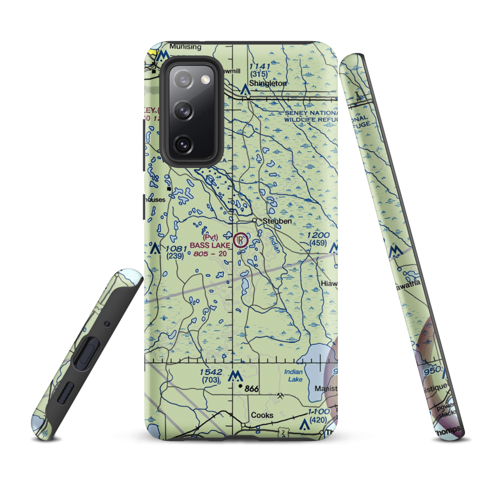 Bass Lake Airport (8MI7) VFR Sectional Samsung Phone Case Samsung Galaxy S20 FE model shown