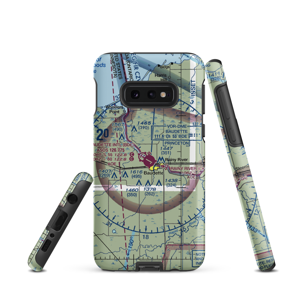 Baudette International Airport (BDE) VFR Sectional Samsung Phone Case Samsung Galaxy S10e model shown