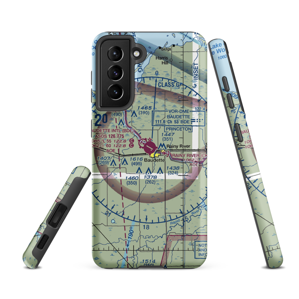 Baudette International Airport (BDE) VFR Sectional Samsung Phone Case Samsung Galaxy S21 Ultra model shown