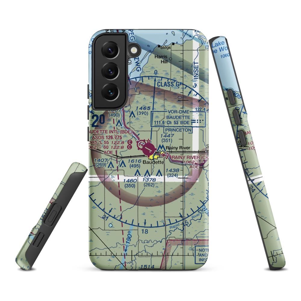 Baudette International Airport (BDE) VFR Sectional Samsung Phone Case Samsung Galaxy S22 Plus model shown