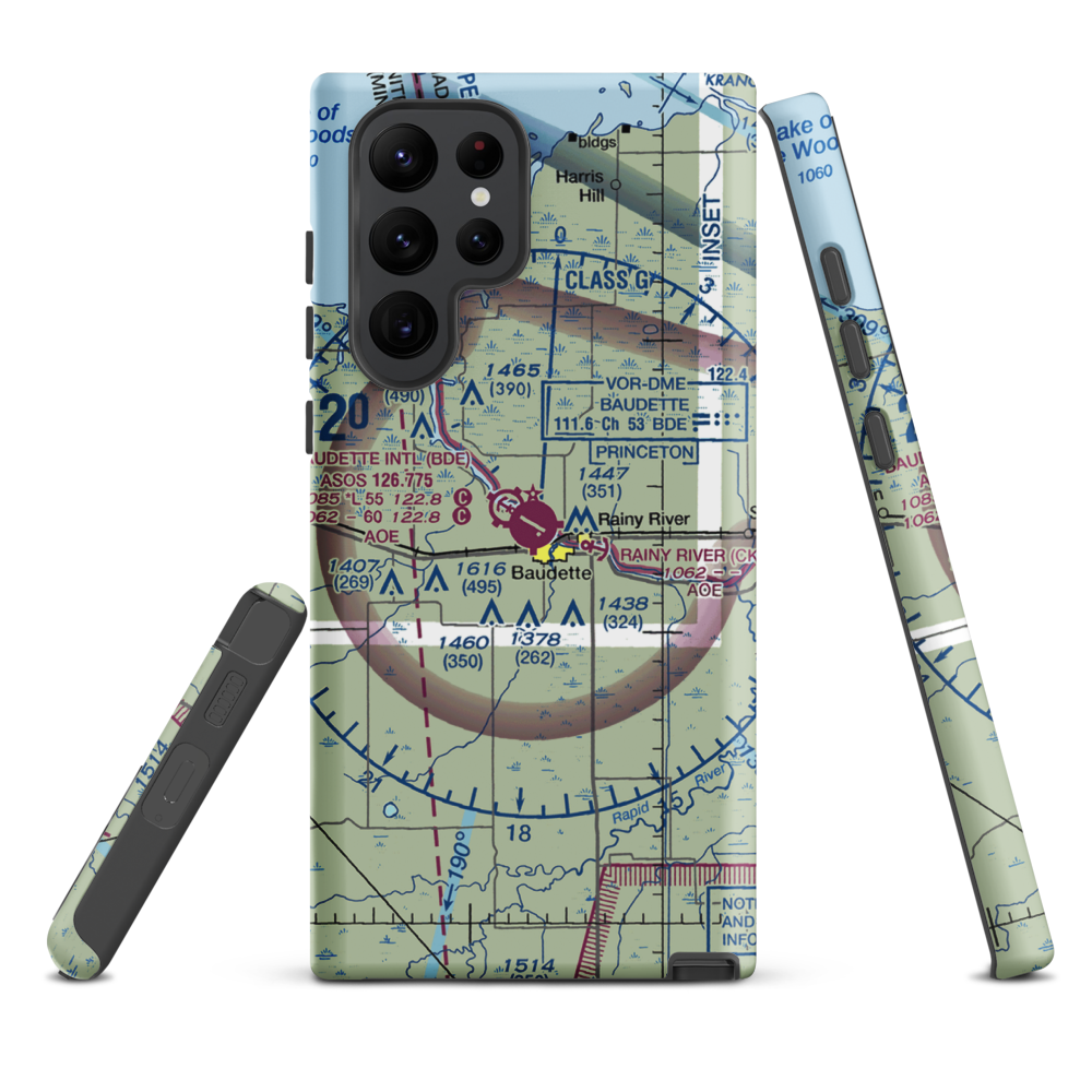 Baudette International Airport (BDE) VFR Sectional Samsung Phone Case Samsung Galaxy S22 Ultra model shown