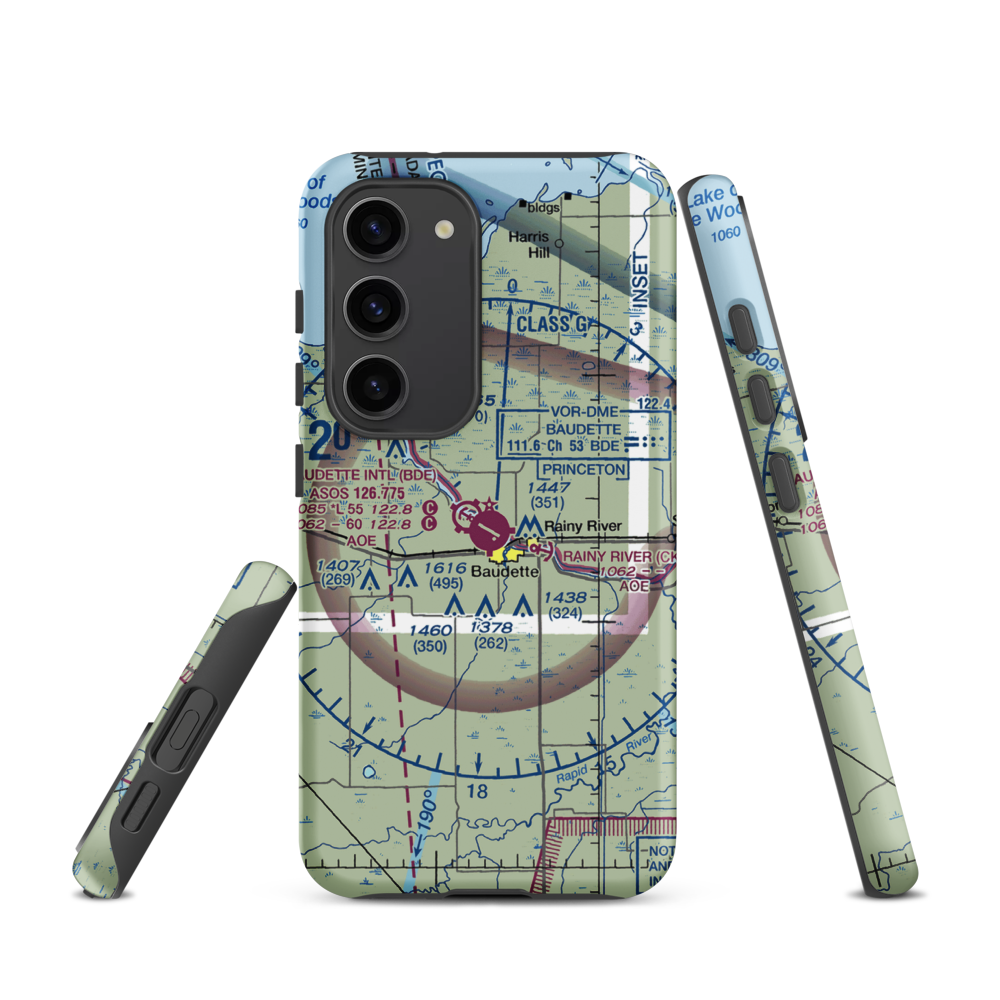 Baudette International Airport (BDE) VFR Sectional Samsung Phone Case Samsung Galaxy S23 model shown