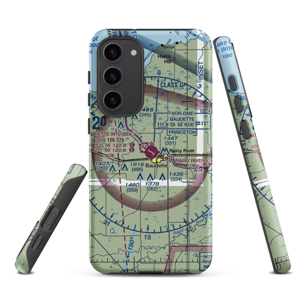 Baudette International Airport (BDE) VFR Sectional Samsung Phone Case Samsung Galaxy S23 Plus model shown