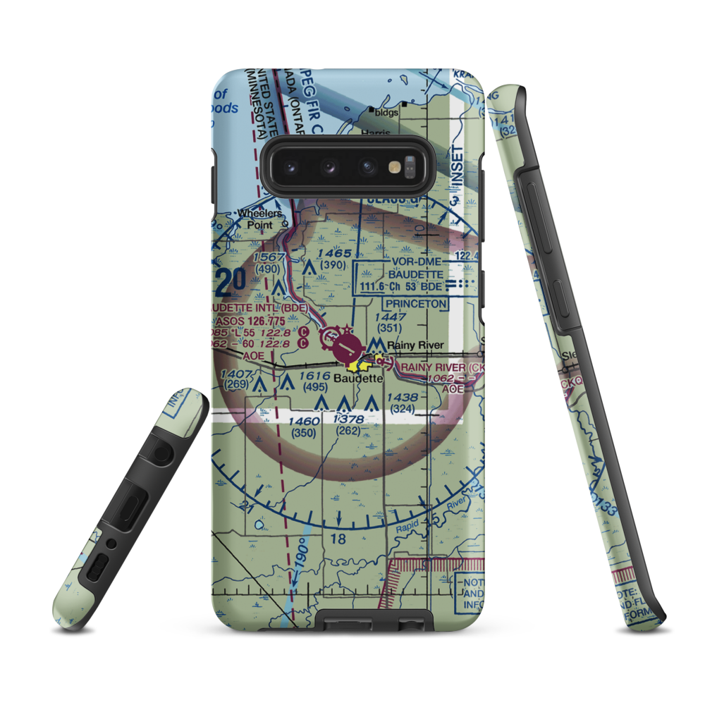 Baudette International Airport (BDE) VFR Sectional Samsung Phone Case Samsung Galaxy S10 Plus model shown
