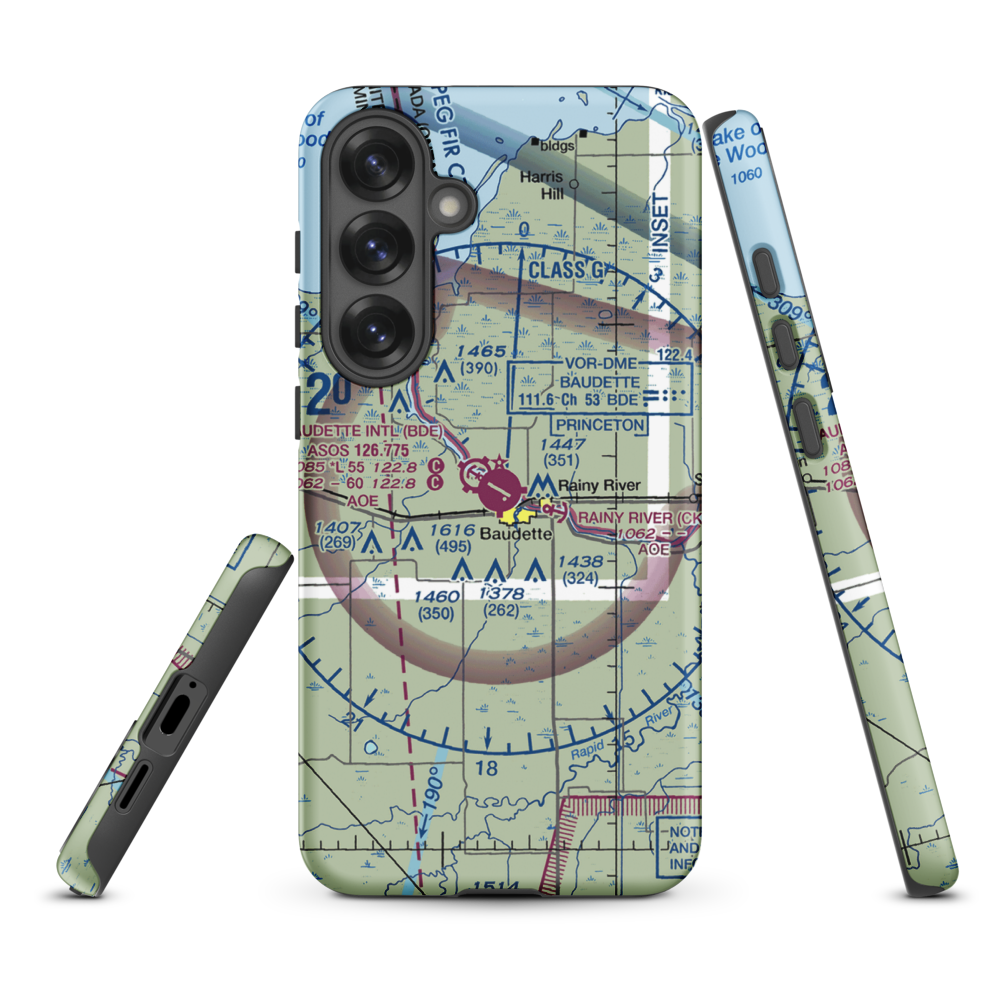 Baudette International Airport (BDE) VFR Sectional Samsung Phone Case Samsung Galaxy S25 Plus model shown