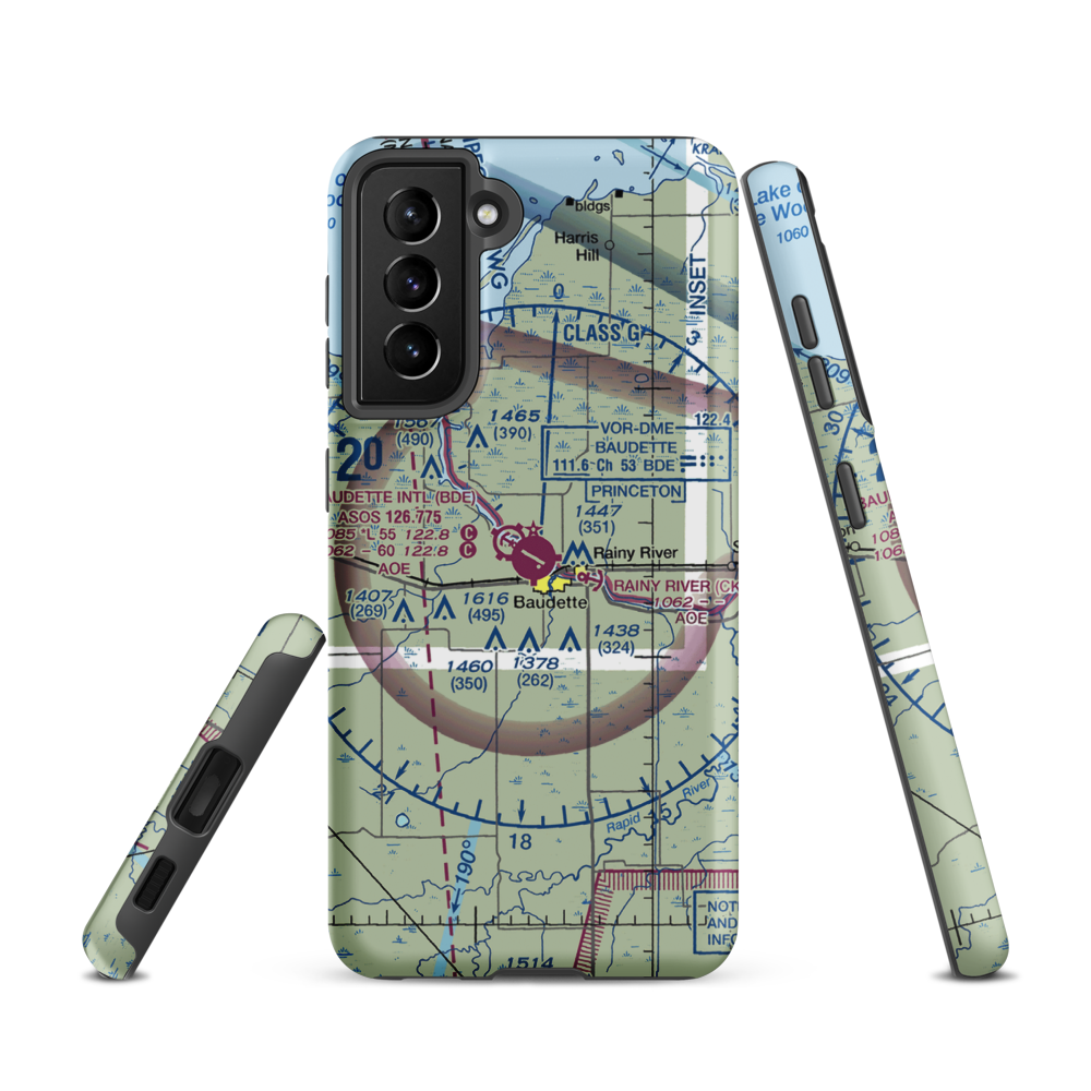 Baudette International Airport (BDE) VFR Sectional Samsung Phone Case Samsung Galaxy S21 model shown