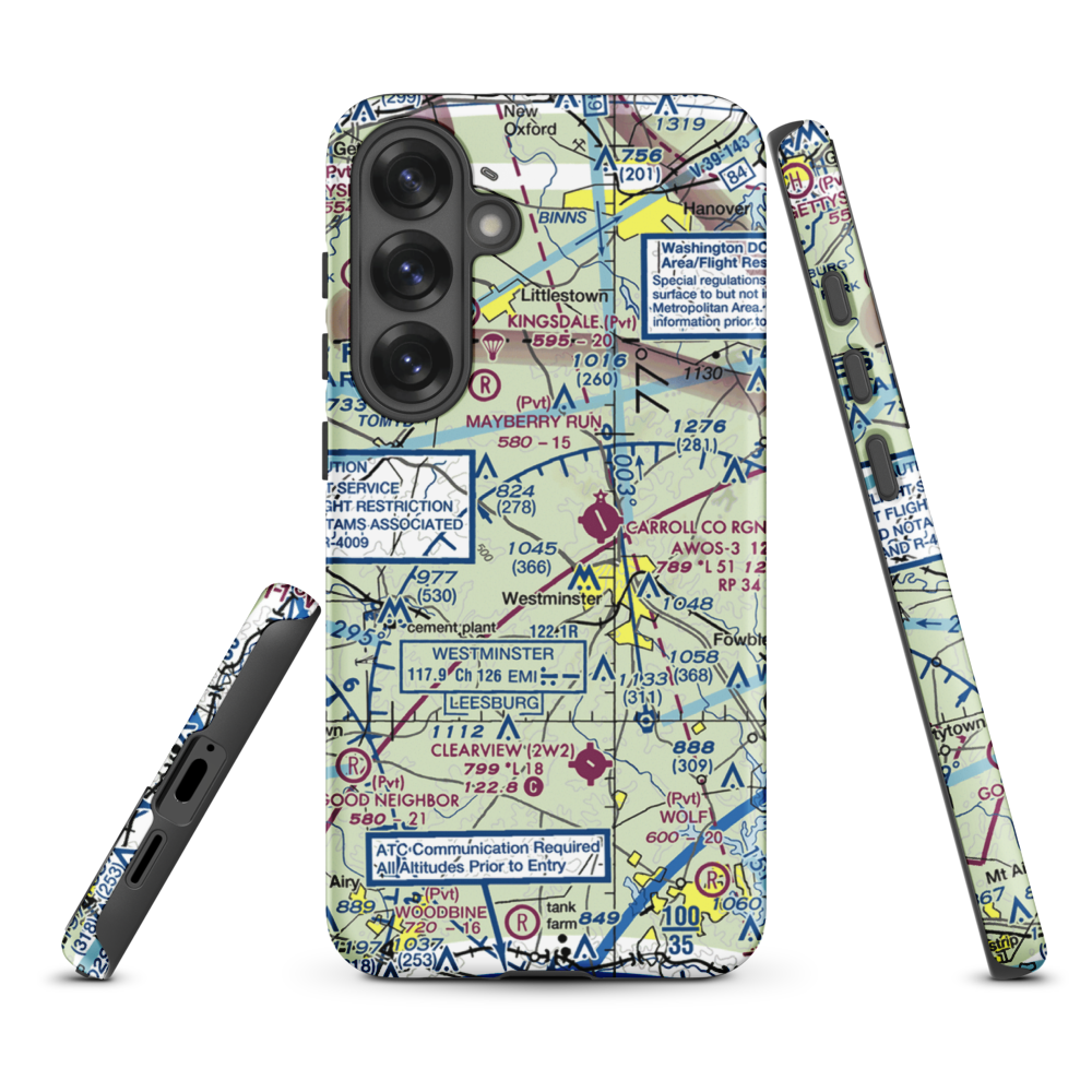 Baugher's Orchard Airport (07MD) VFR Sectional Samsung Phone Case Samsung Galaxy S25 Plus model shown