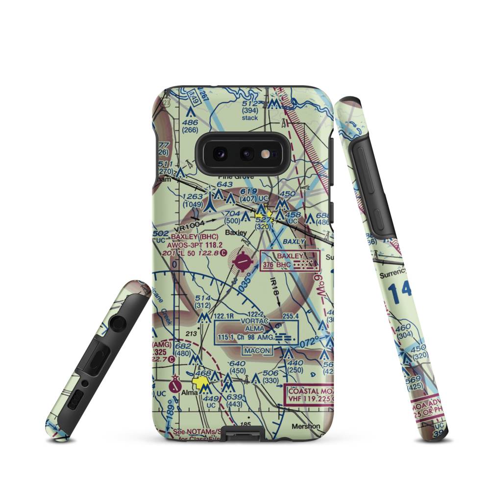 Baxley Municipal Airport (BHC) VFR Sectional Samsung Phone Case Samsung Galaxy S10e model shown