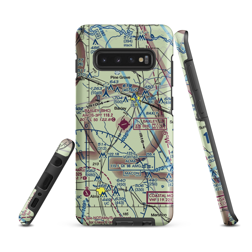 Baxley Municipal Airport (BHC) VFR Sectional Samsung Phone Case Samsung Galaxy S10 Plus model shown