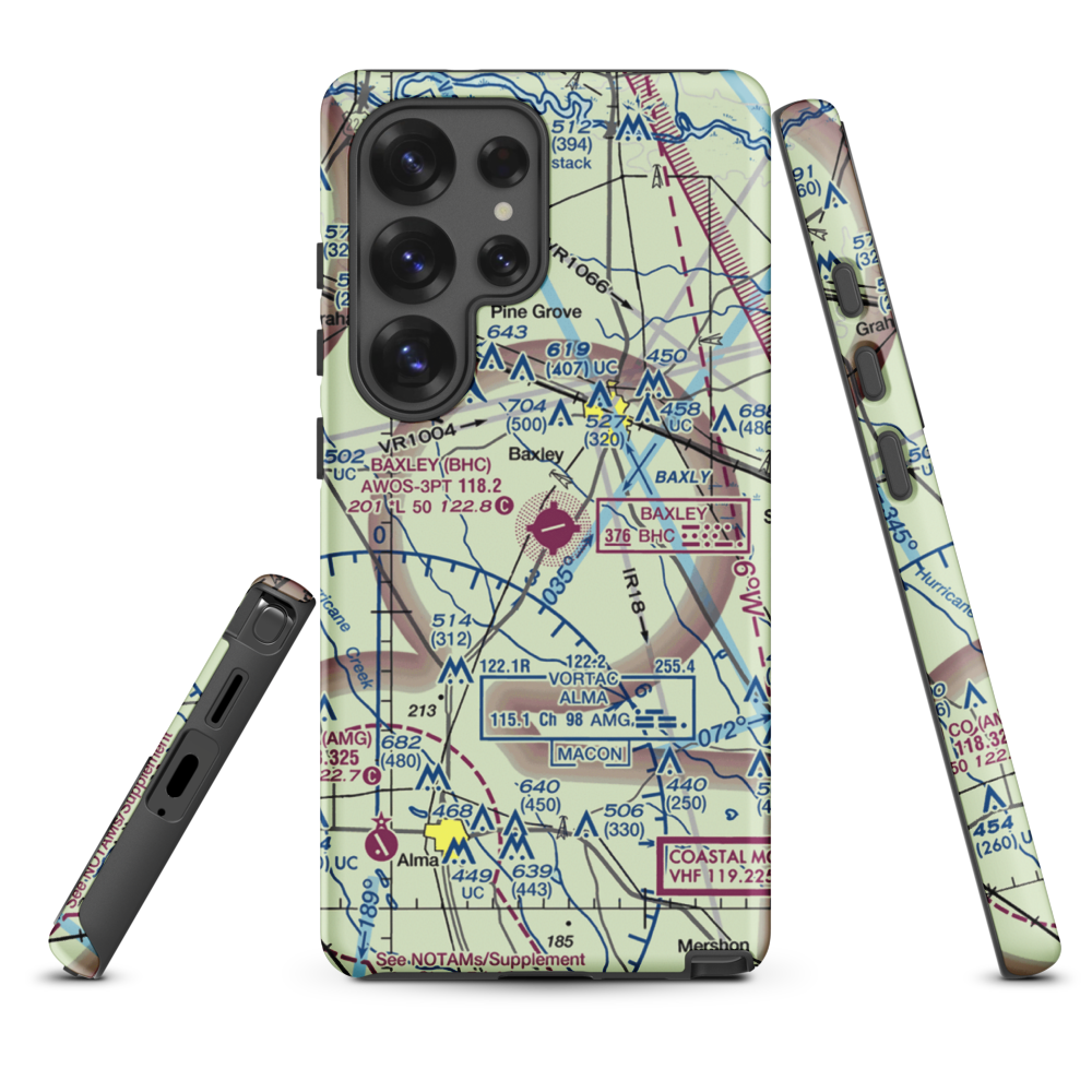 Baxley Municipal Airport (BHC) VFR Sectional Samsung Phone Case Samsung Galaxy S25 Ultra model shown