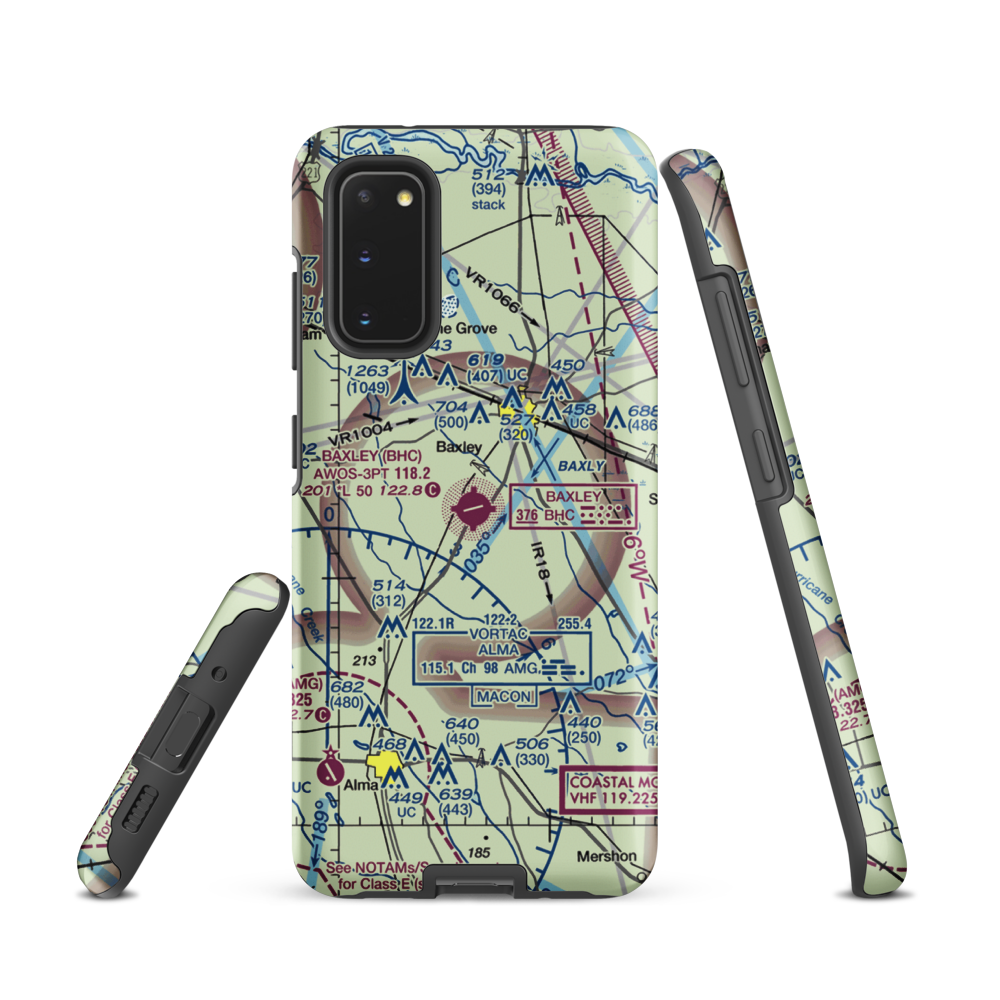 Baxley Municipal Airport (BHC) VFR Sectional Samsung Phone Case Samsung Galaxy S20 model shown