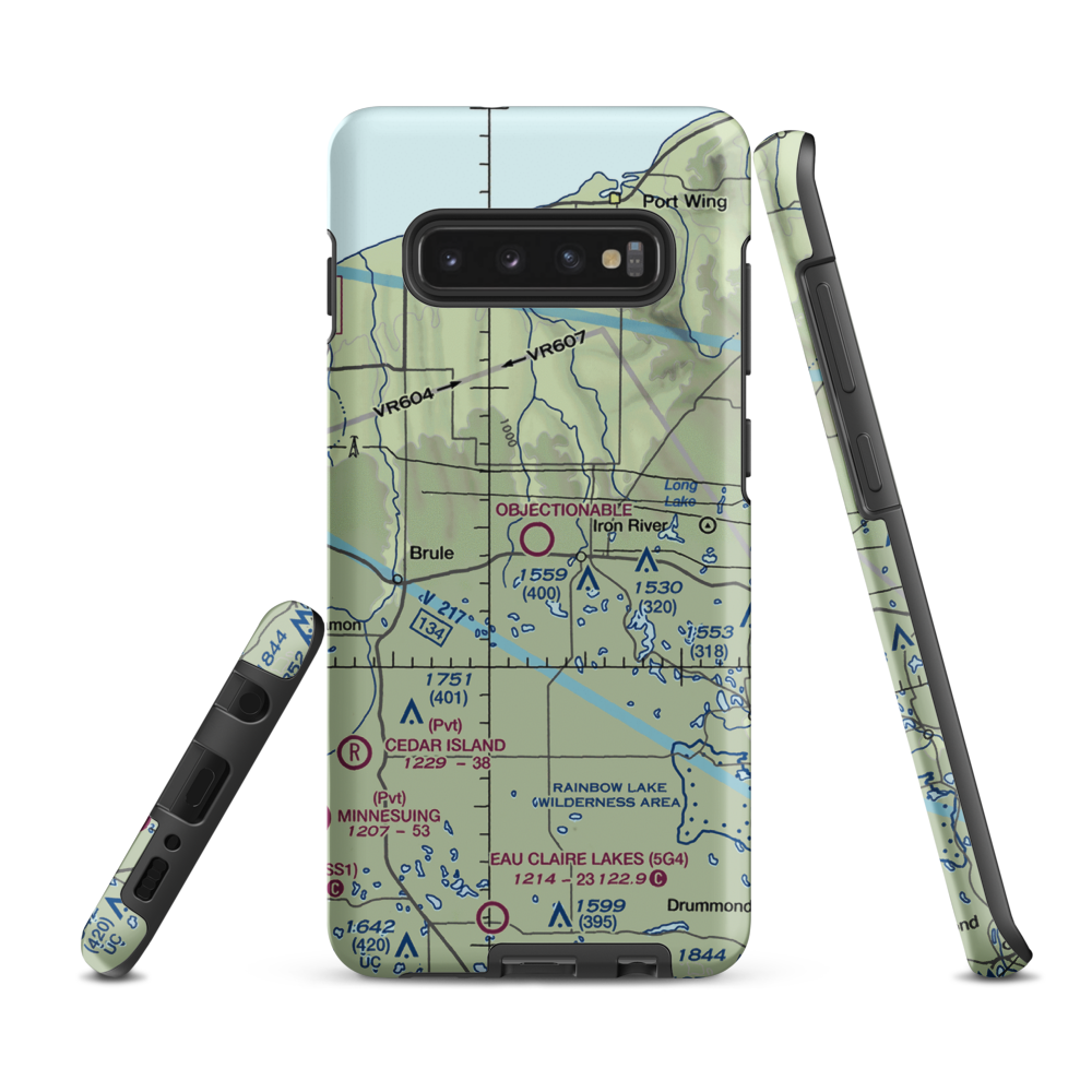 Bayfield County Airport (Y77) VFR Sectional Samsung Phone Case Samsung Galaxy S10 Plus model shown