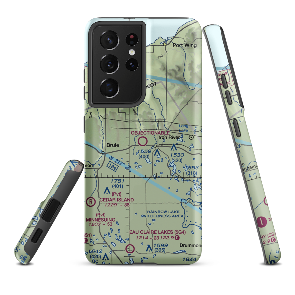Bayfield County Airport (Y77) VFR Sectional Samsung Phone Case Samsung Galaxy S21 Ultra model shown