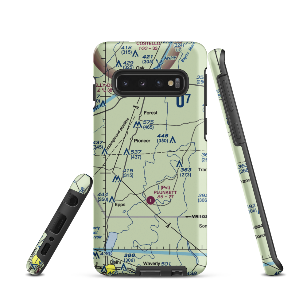 Bayou Meadows Airport (9LS1) VFR Sectional Samsung Phone Case Samsung Galaxy S10 model shown