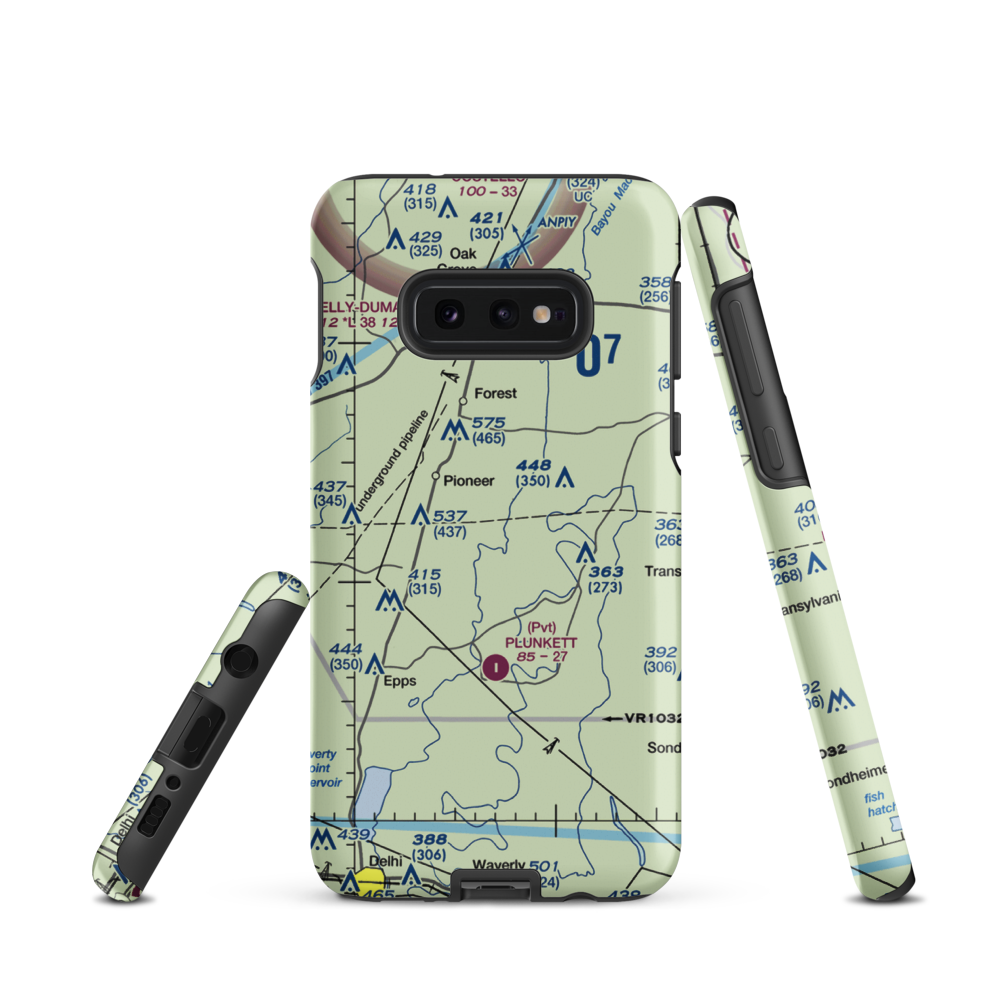 Bayou Meadows Airport (9LS1) VFR Sectional Samsung Phone Case Samsung Galaxy S10e model shown
