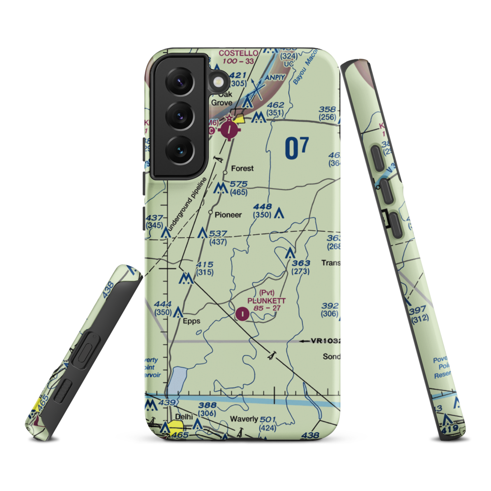 Bayou Meadows Airport (9LS1) VFR Sectional Samsung Phone Case Samsung Galaxy S22 Plus model shown