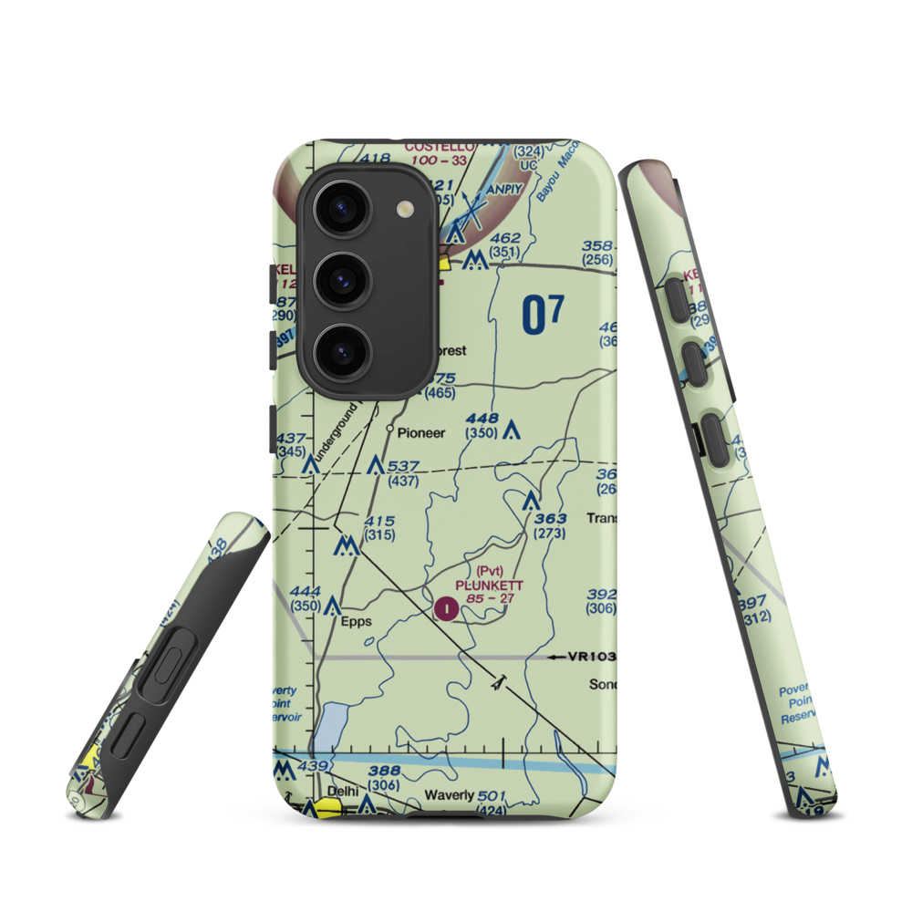 Bayou Meadows Airport (9LS1) VFR Sectional Samsung Phone Case Samsung Galaxy S23 model shown