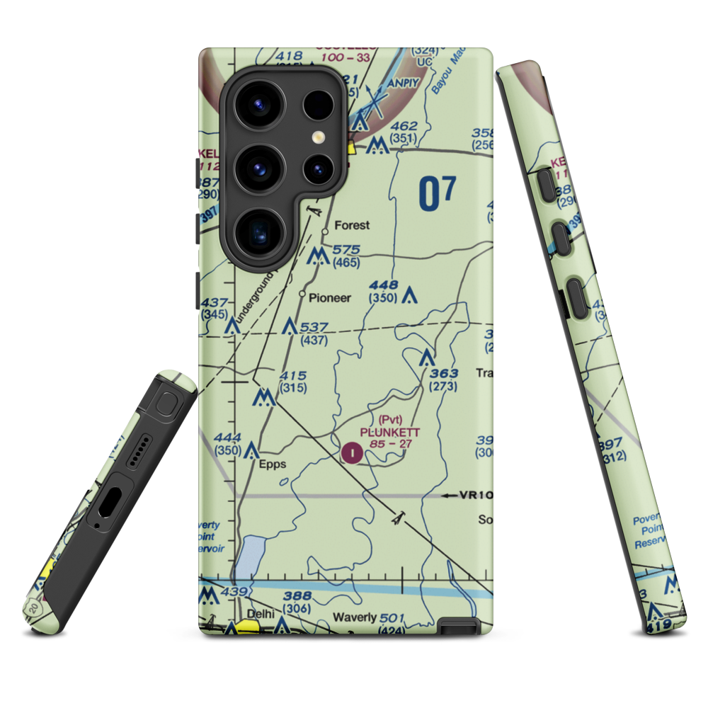 Bayou Meadows Airport (9LS1) VFR Sectional Samsung Phone Case Samsung Galaxy S24 Ultra model shown
