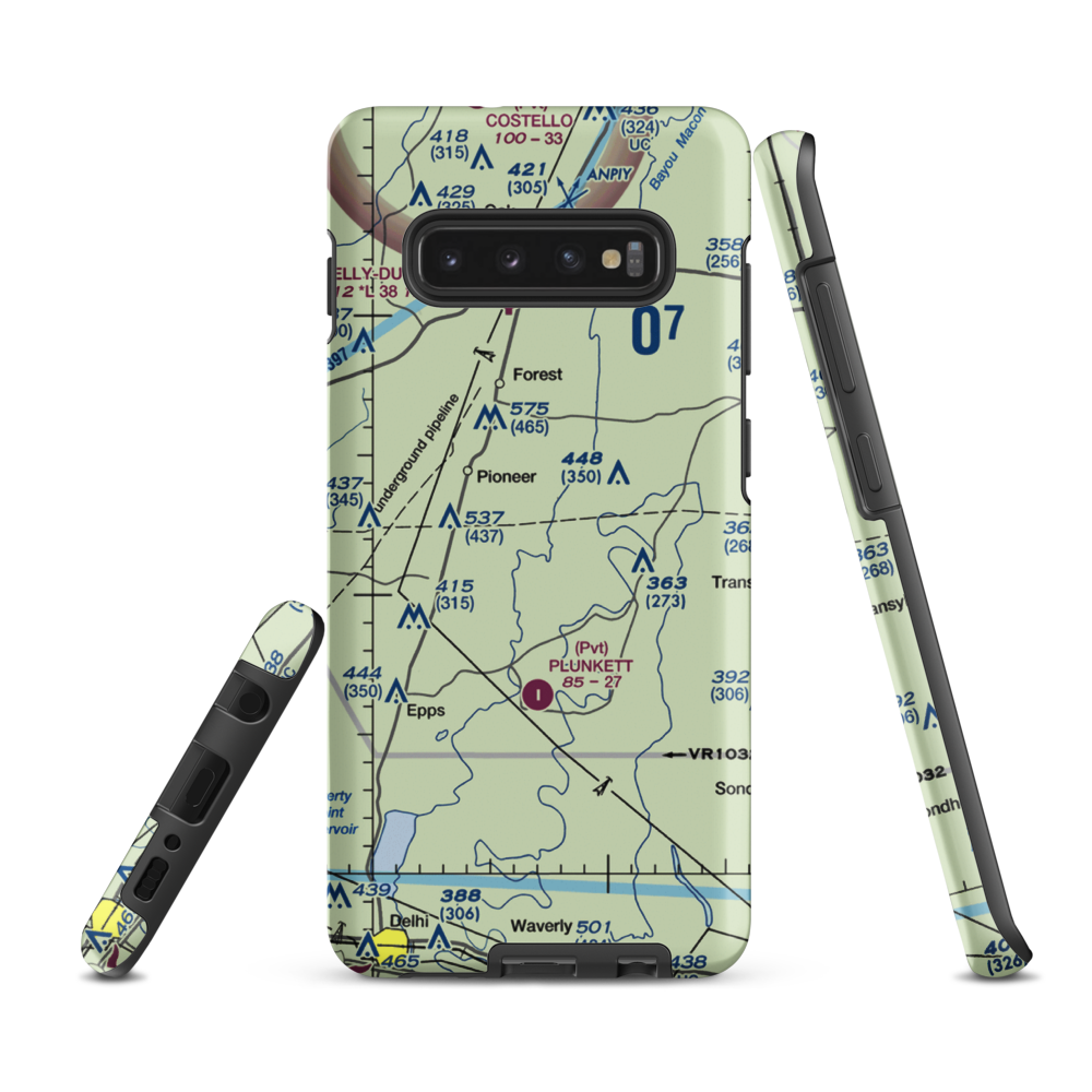 Bayou Meadows Airport (9LS1) VFR Sectional Samsung Phone Case Samsung Galaxy S10 Plus model shown