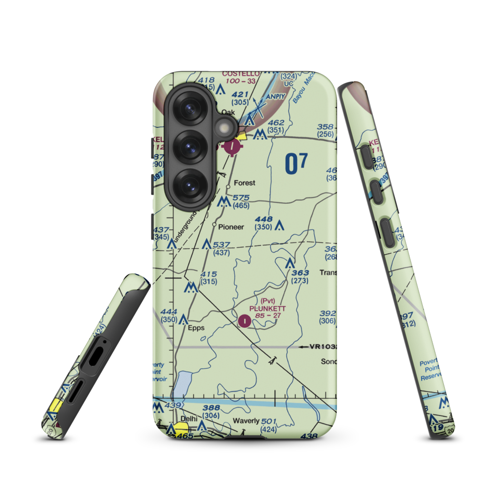 Bayou Meadows Airport (9LS1) VFR Sectional Samsung Phone Case Samsung Galaxy S25 model shown