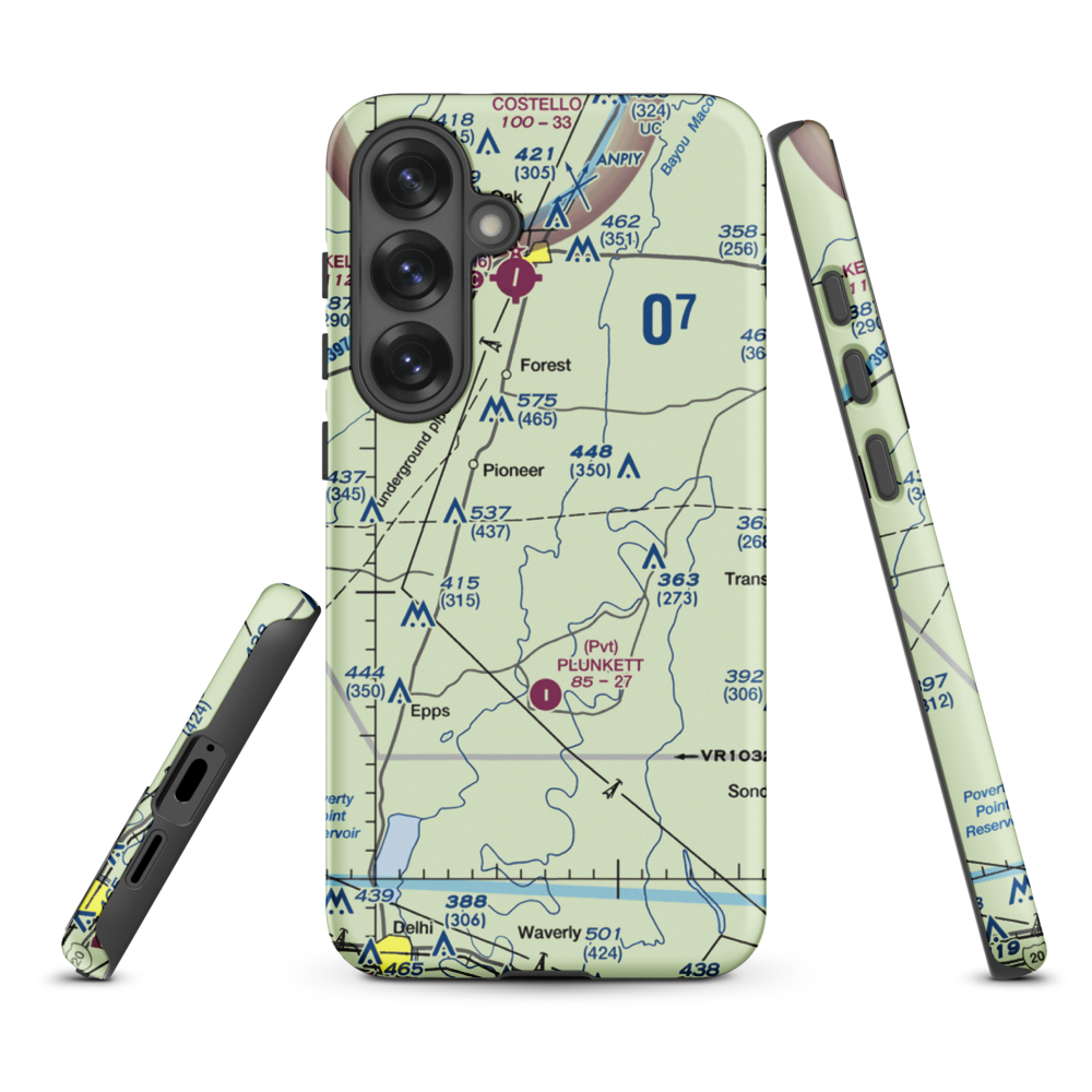 Bayou Meadows Airport (9LS1) VFR Sectional Samsung Phone Case Samsung Galaxy S25 Plus model shown