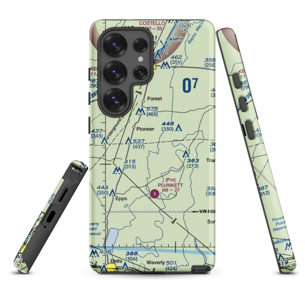 Bayou Meadows Airport (9LS1) VFR Sectional Samsung Phone Case Samsung Galaxy S25 Ultra model shown