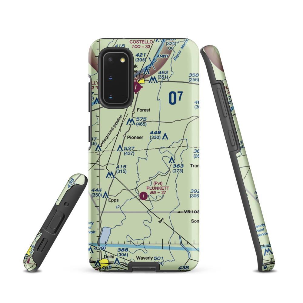 Bayou Meadows Airport (9LS1) VFR Sectional Samsung Phone Case Samsung Galaxy S20 model shown