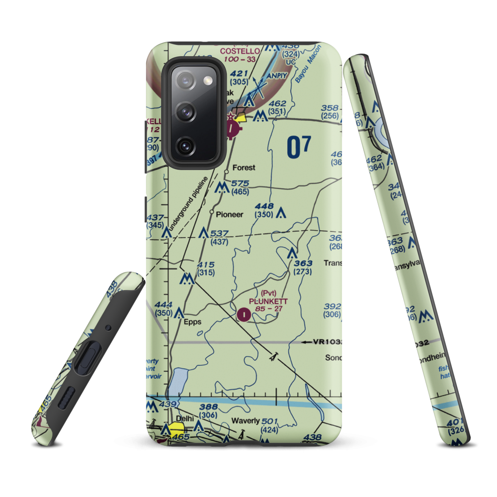 Bayou Meadows Airport (9LS1) VFR Sectional Samsung Phone Case Samsung Galaxy S20 FE model shown