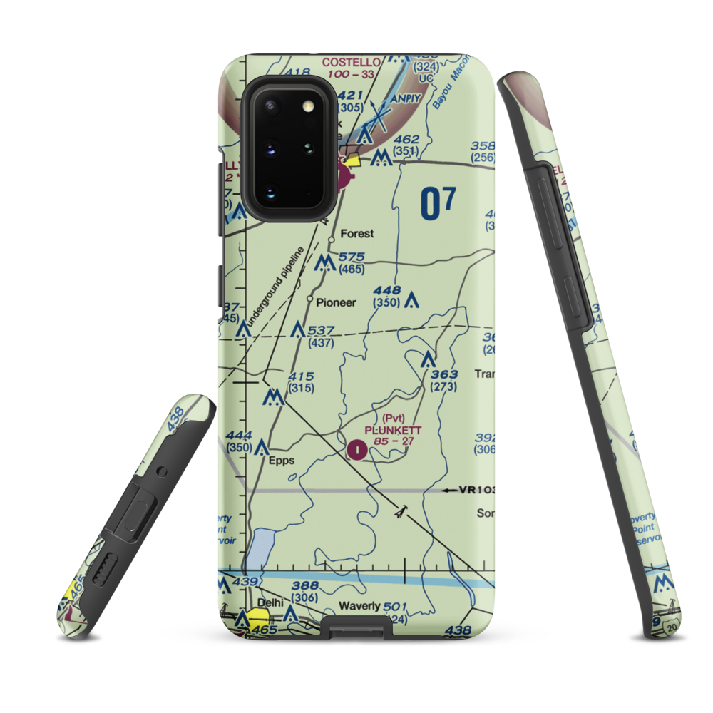 Bayou Meadows Airport (9LS1) VFR Sectional Samsung Phone Case Samsung Galaxy S20 Plus model shown