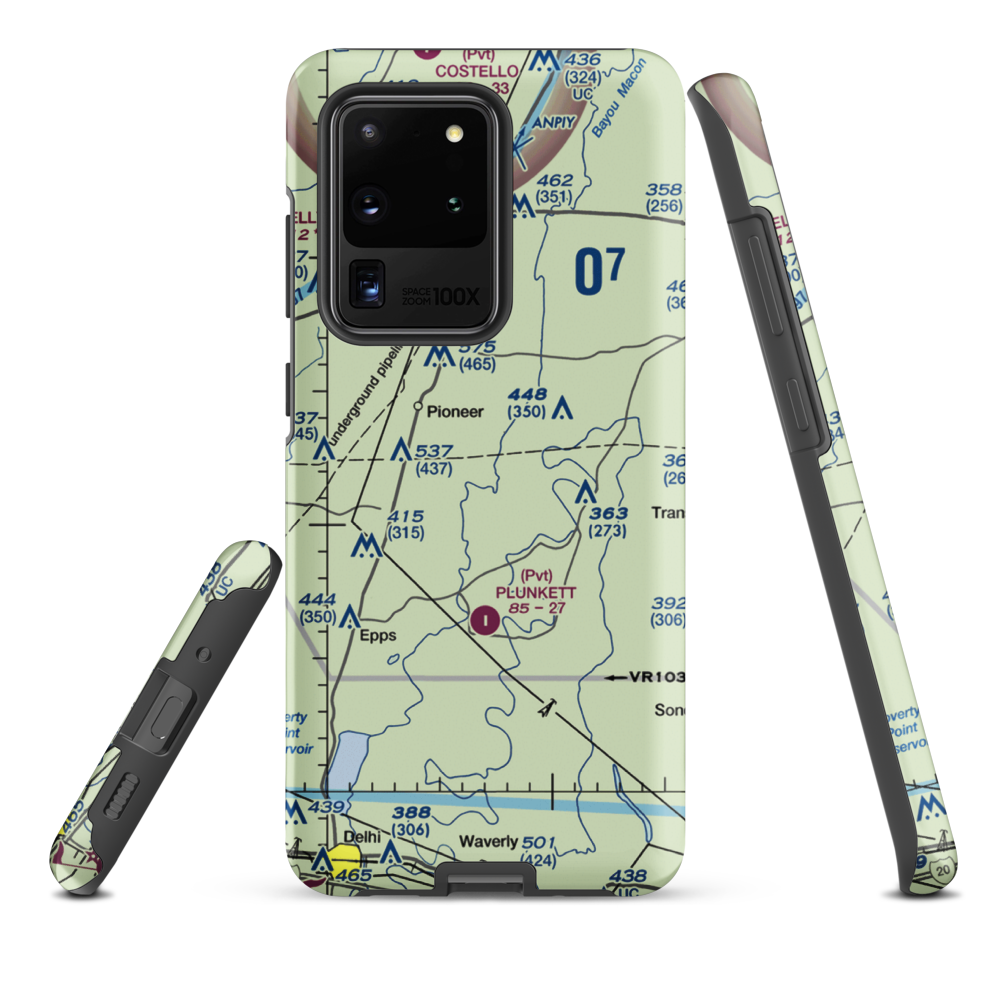 Bayou Meadows Airport (9LS1) VFR Sectional Samsung Phone Case Samsung Galaxy S20 Ultra model shown