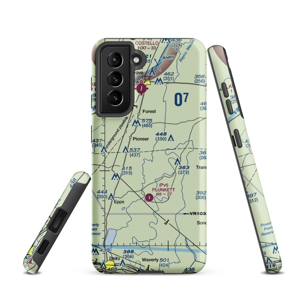 Bayou Meadows Airport (9LS1) VFR Sectional Samsung Phone Case Samsung Galaxy S21 model shown