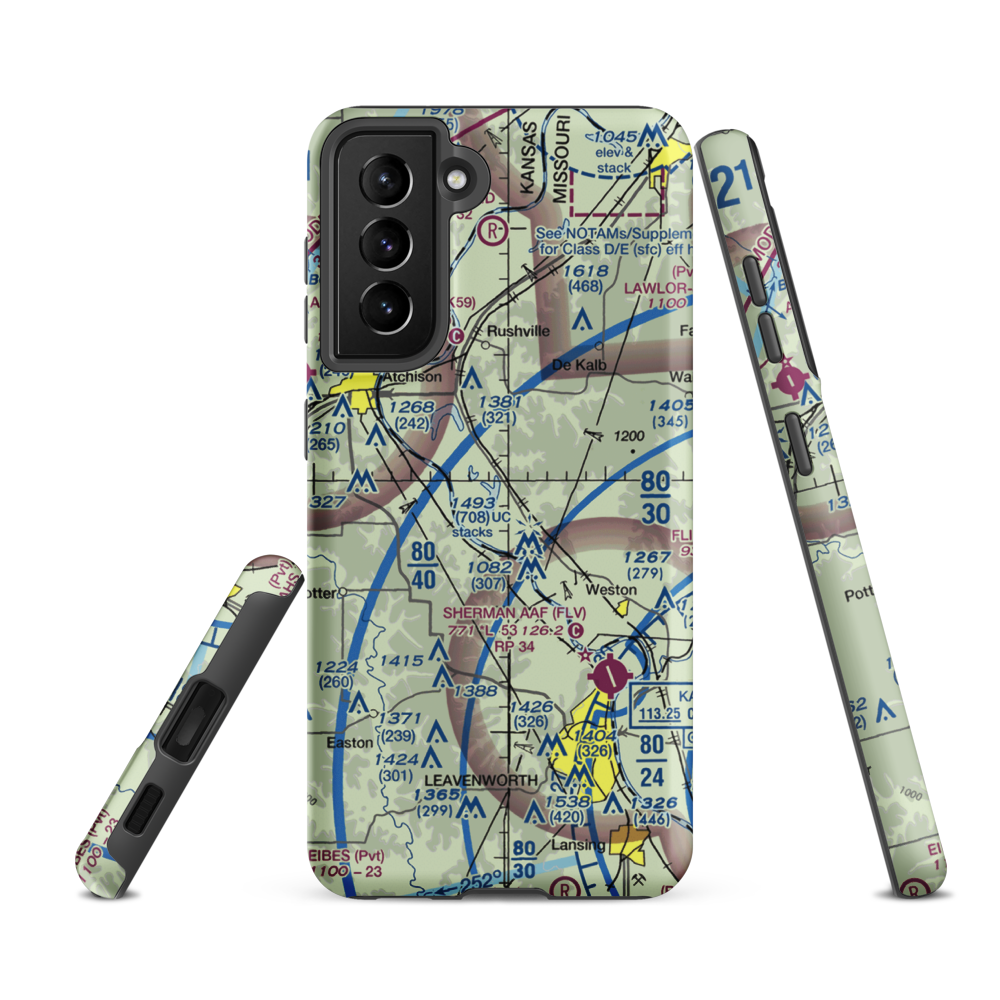 Bean Lake Airport (8MO7) VFR Sectional Samsung Phone Case Samsung Galaxy S21 Ultra model shown