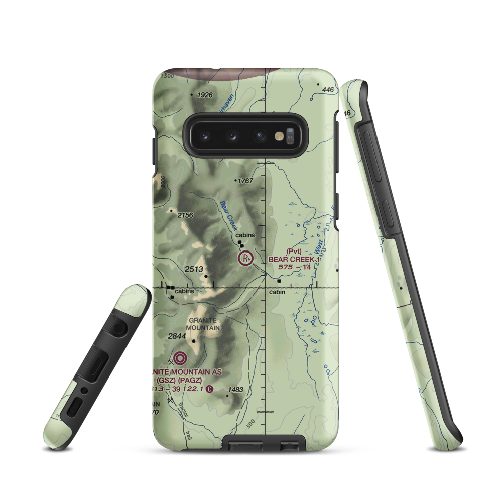 Bear Creek 1 Airport (AK02) VFR Sectional Samsung Phone Case Samsung Galaxy S10 model shown