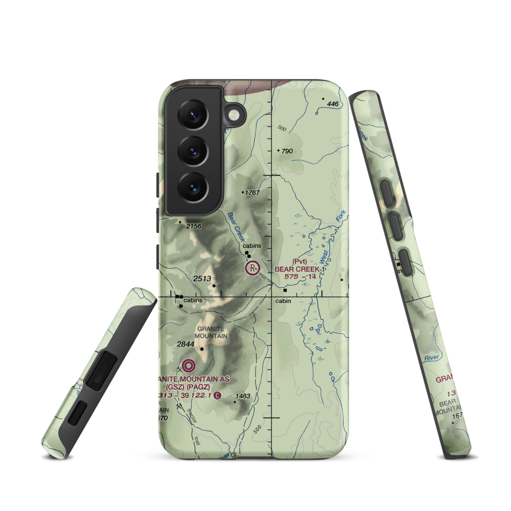 Bear Creek 1 Airport (AK02) VFR Sectional Samsung Phone Case Samsung Galaxy S22 model shown