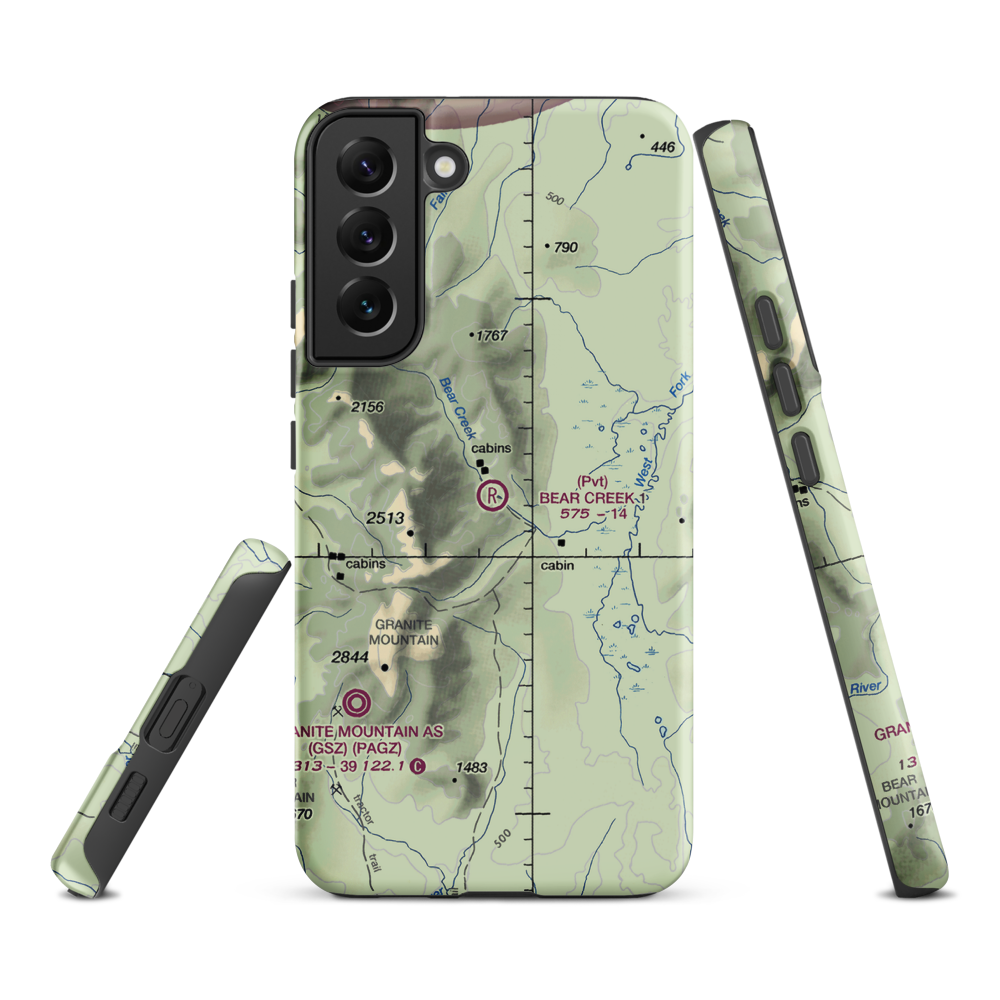 Bear Creek 1 Airport (AK02) VFR Sectional Samsung Phone Case Samsung Galaxy S22 Plus model shown