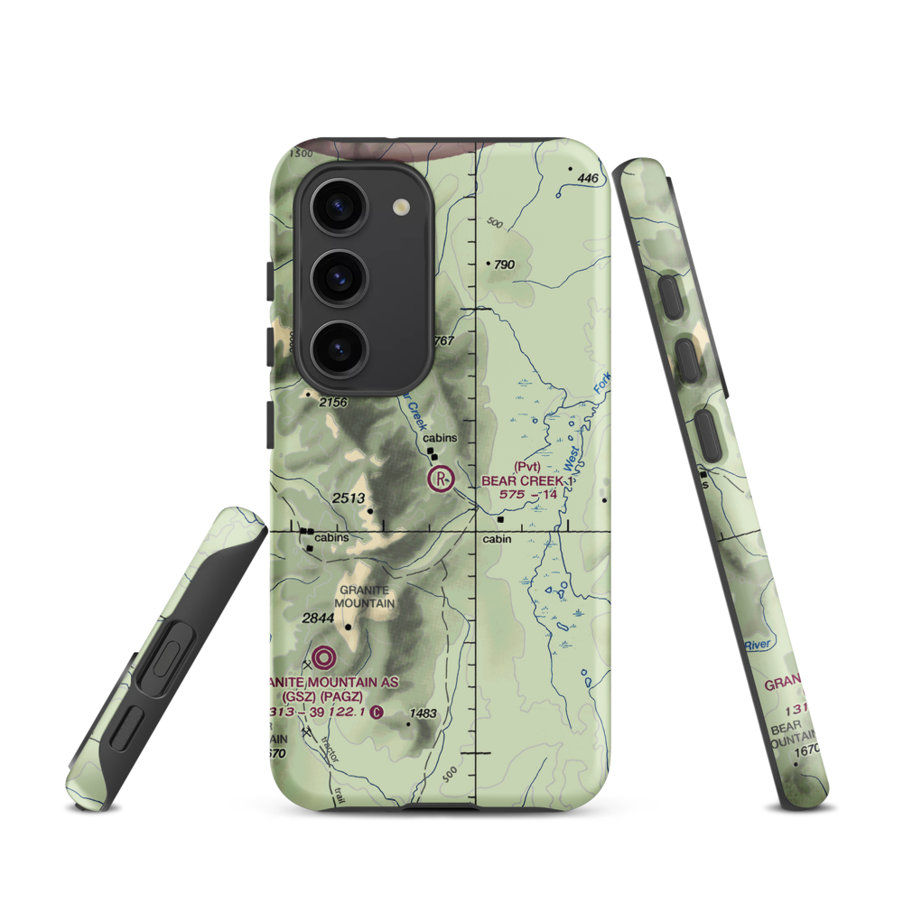 Bear Creek 1 Airport (AK02) VFR Sectional Samsung Phone Case Samsung Galaxy S23 model shown