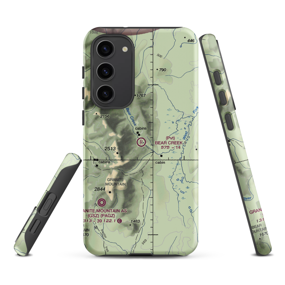 Bear Creek 1 Airport (AK02) VFR Sectional Samsung Phone Case Samsung Galaxy S23 Plus model shown