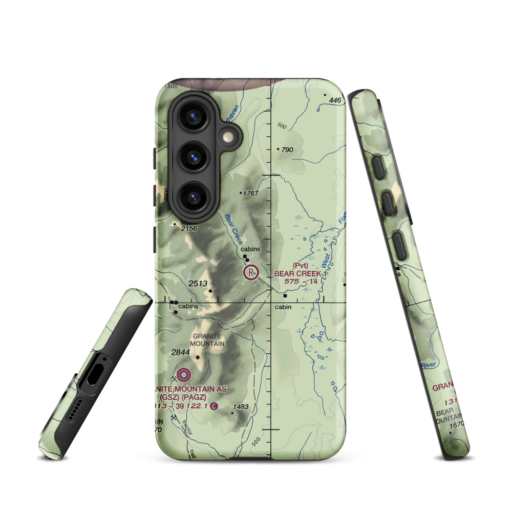 Bear Creek 1 Airport (AK02) VFR Sectional Samsung Phone Case Samsung Galaxy S24 model shown