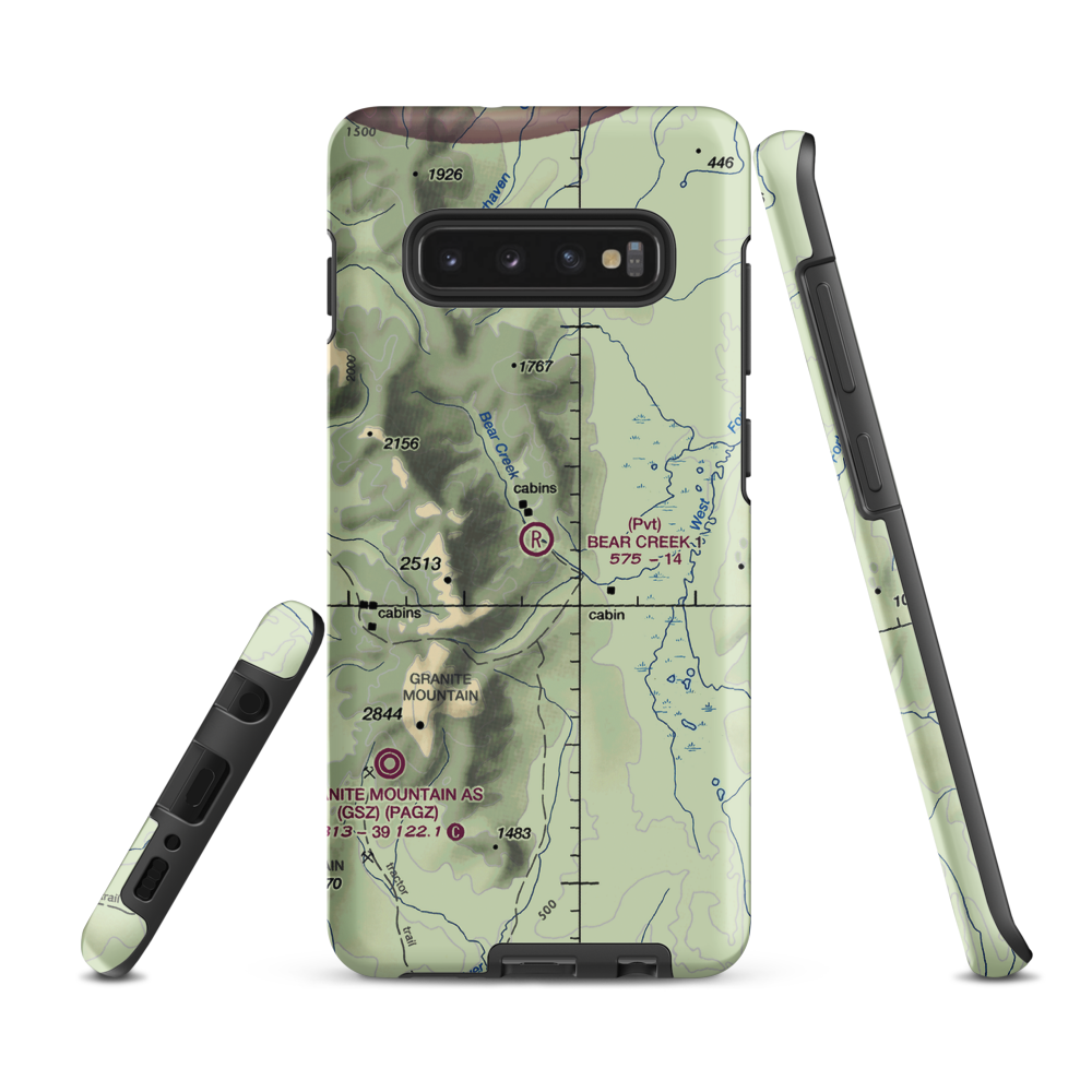 Bear Creek 1 Airport (AK02) VFR Sectional Samsung Phone Case Samsung Galaxy S10 Plus model shown