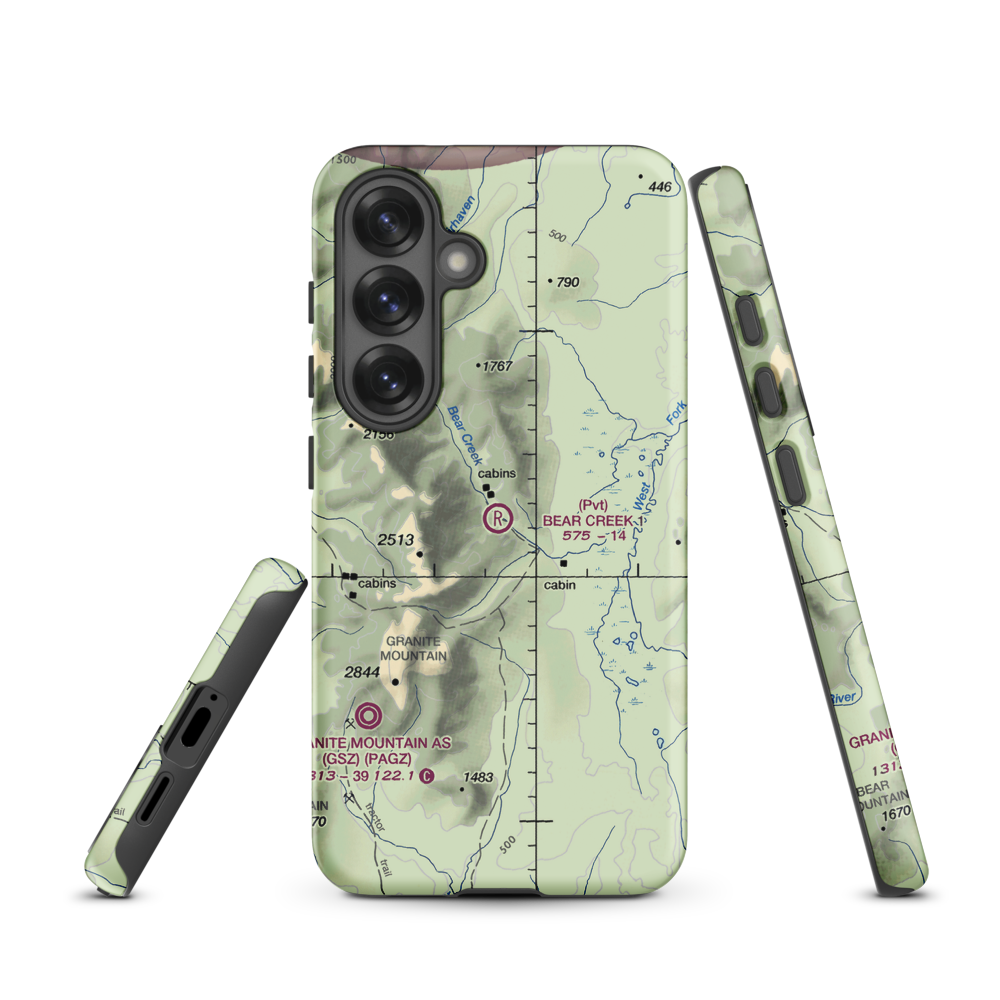 Bear Creek 1 Airport (AK02) VFR Sectional Samsung Phone Case Samsung Galaxy S25 model shown