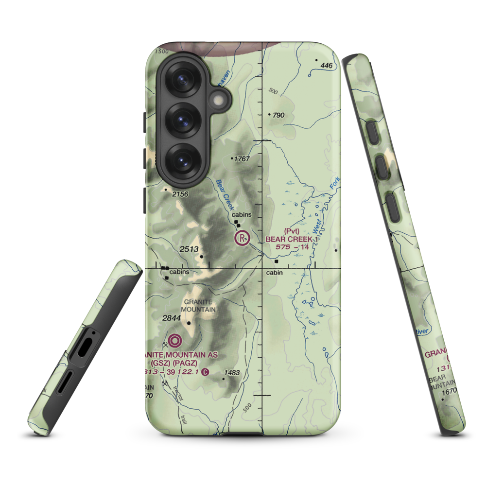 Bear Creek 1 Airport (AK02) VFR Sectional Samsung Phone Case Samsung Galaxy S25 Plus model shown