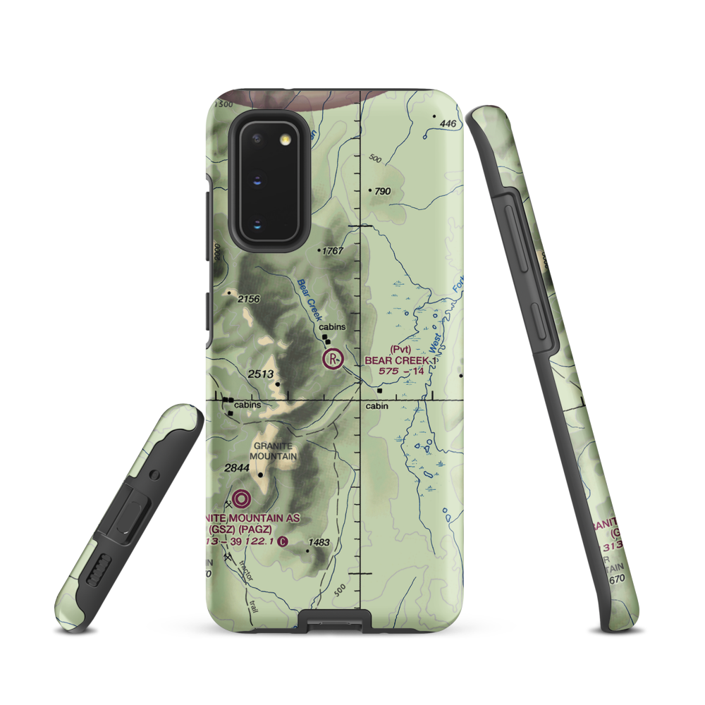 Bear Creek 1 Airport (AK02) VFR Sectional Samsung Phone Case Samsung Galaxy S20 model shown