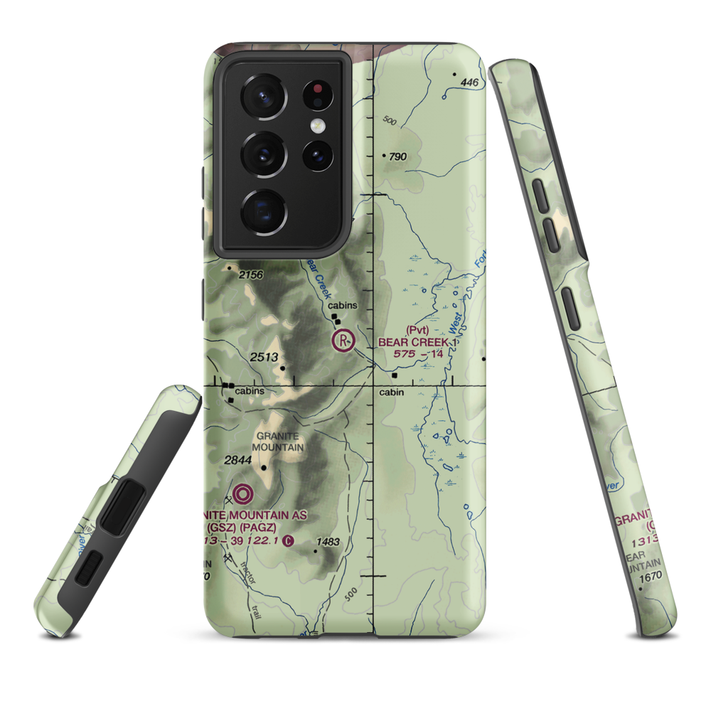 Bear Creek 1 Airport (AK02) VFR Sectional Samsung Phone Case Samsung Galaxy S21 Plus model shown