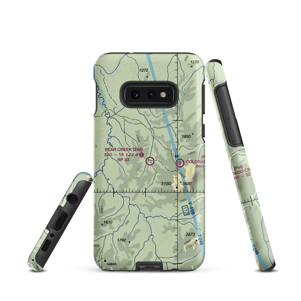 Bear Creek 3 Airport (Z48) VFR Sectional Samsung Phone Case Samsung Galaxy S10e model shown