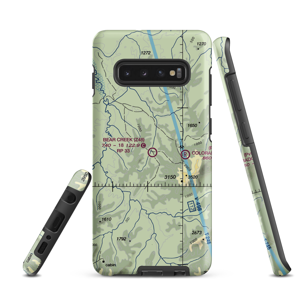 Bear Creek 3 Airport (Z48) VFR Sectional Samsung Phone Case Samsung Galaxy S10 Plus model shown